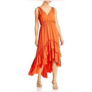 Kobi Halperin  “Lenny” Midi Dress in Papaya